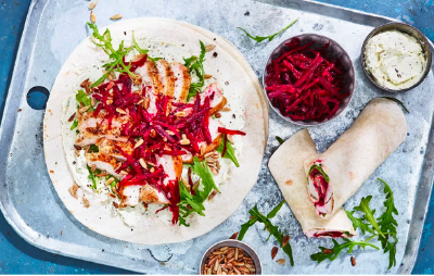 Wrap med kyckling, ruccola & rödbetor